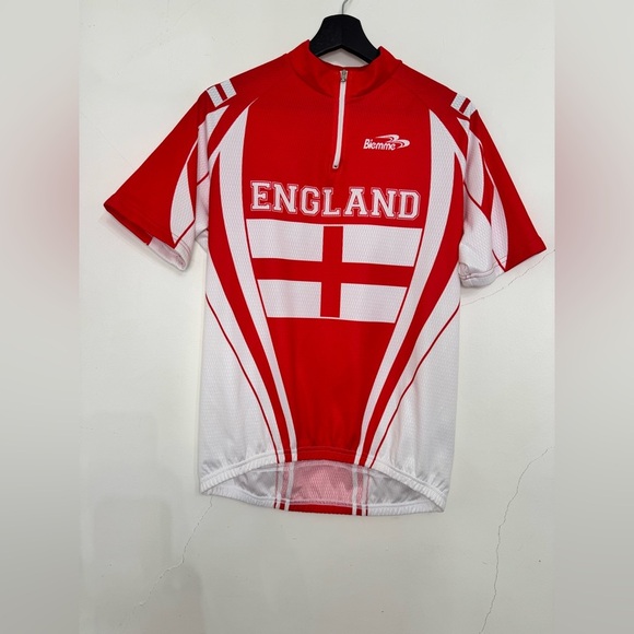 Men’s Biemme England Cycling Jersey Flag Crest Made in Italy Back Pocket Top - Picture 2 of 8